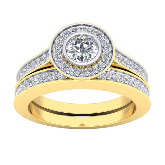 18k Yellow Gold Diamond Engagement Ring Set TDW=0.70ct.