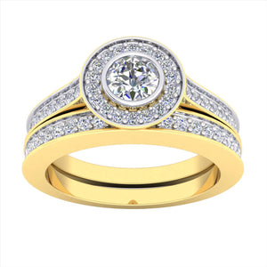 18k Yellow Gold Diamond Engagement Ring Set TDW=0.70ct.