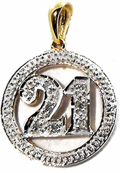 18k YG Diamond 21 Circle Pendant 8D=0.08ct Grain Set . Meas. 15mm