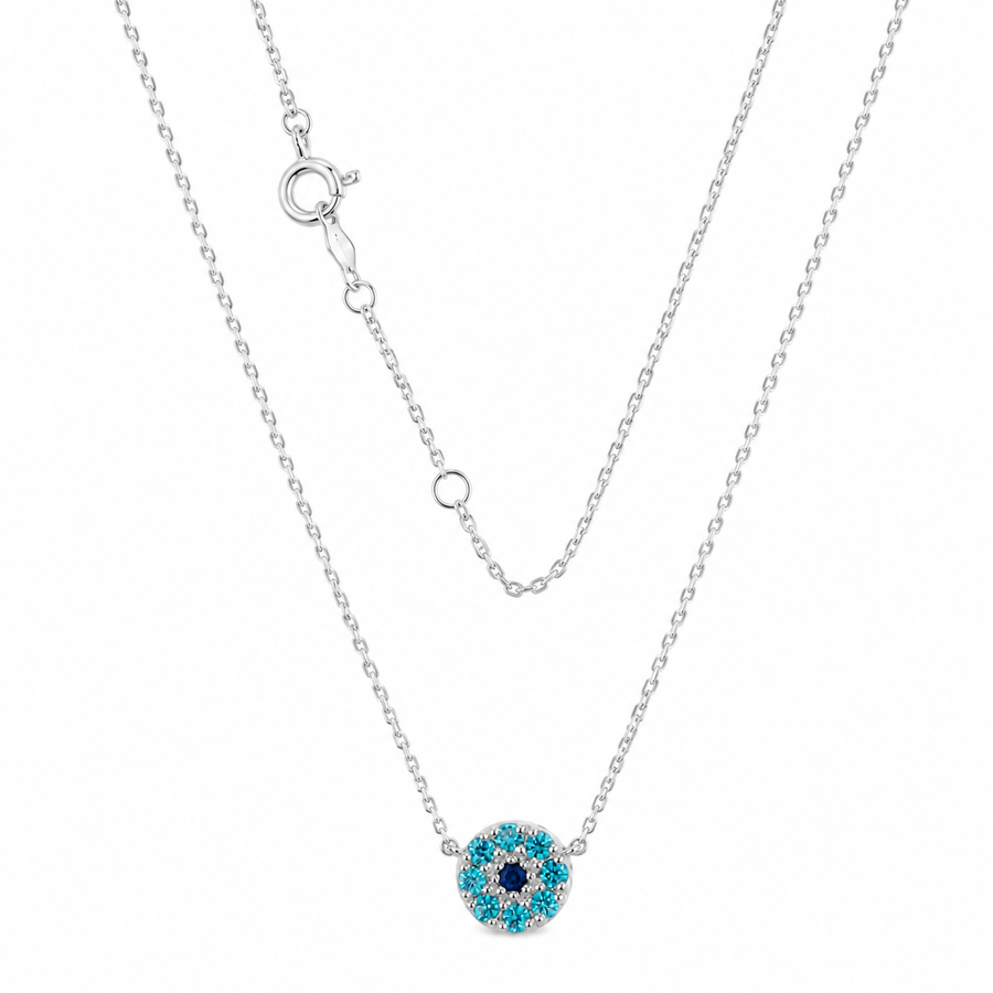 9k WG CZ Circle Pendant with Oval Link Chain 45cm with O-Ring at 42cm