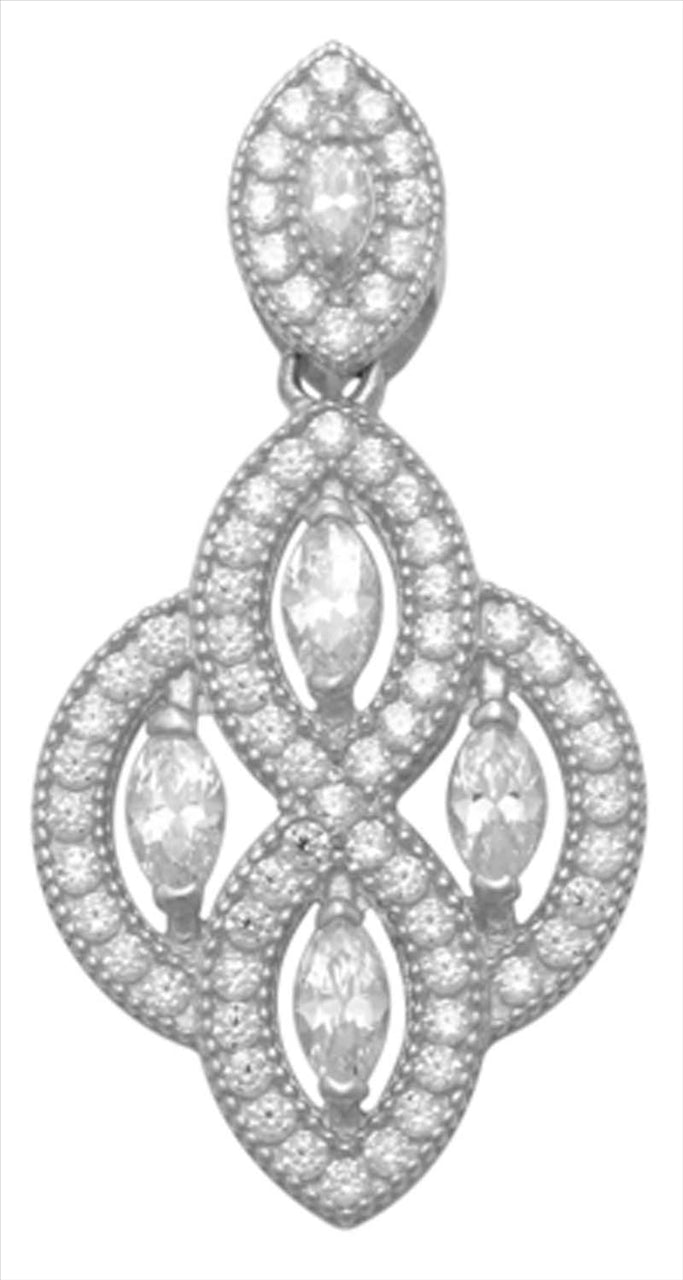 9k WG Fancy Pendant set with CZ's 16mm x 13mm