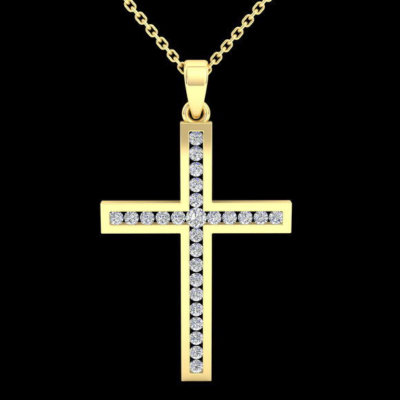 YG Diamond Cross Pendant 26D=0.27ct. 25x16mm
