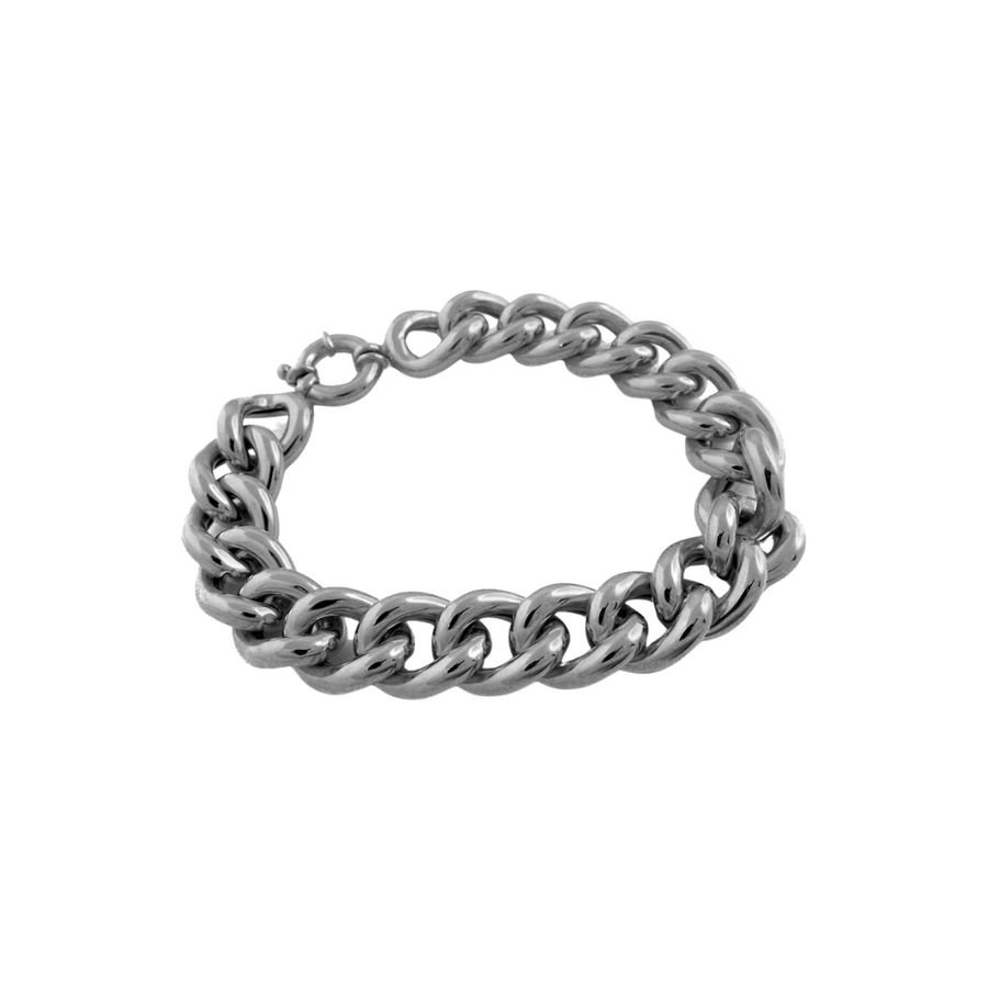 9k WG Italian Hollow Curb Bracelet 12.4mm wide 19cm . Approx 25.5g