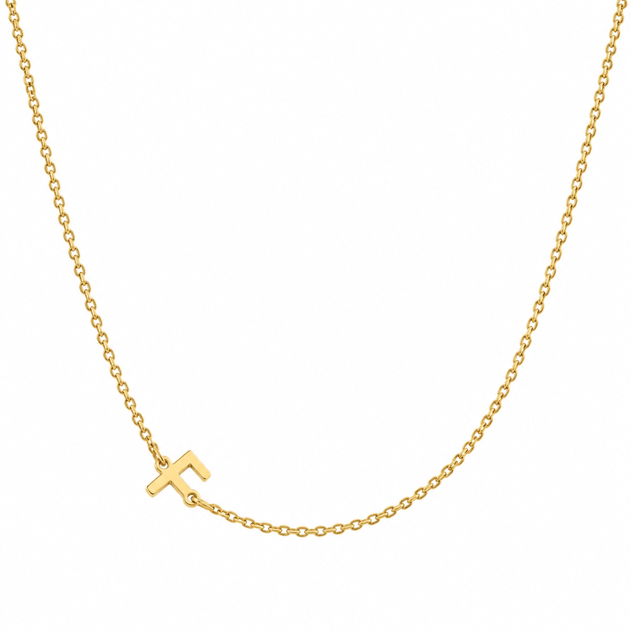 9k YG Letter F Trace Chain (1.1mm)