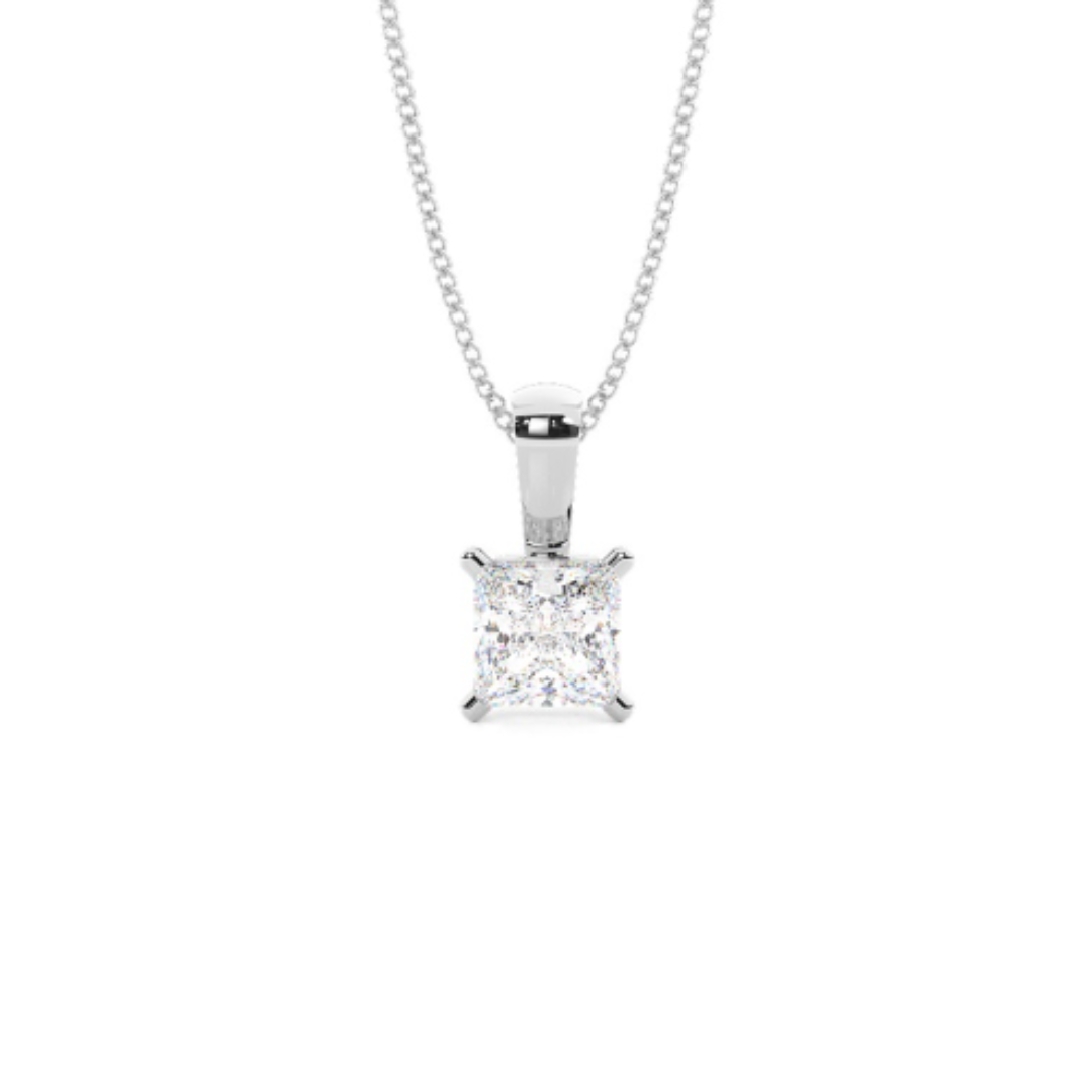 9k WG 4-Claw Square CZ Pendant 6mm