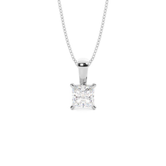 9k WG 4-Claw Square CZ Pendant 6mm