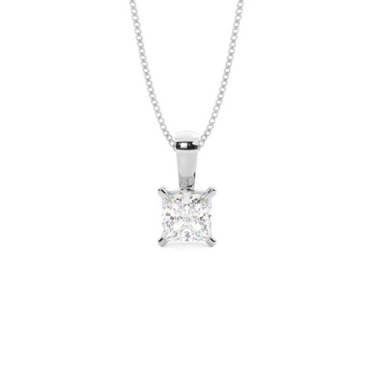 9k WG Square Pendant 4 claw set with 1 CZ 6mm