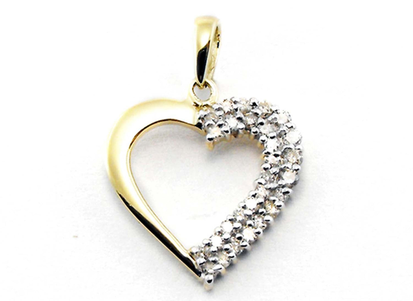 9k YG Diamond Heart Pendant 27D=0.23ct.