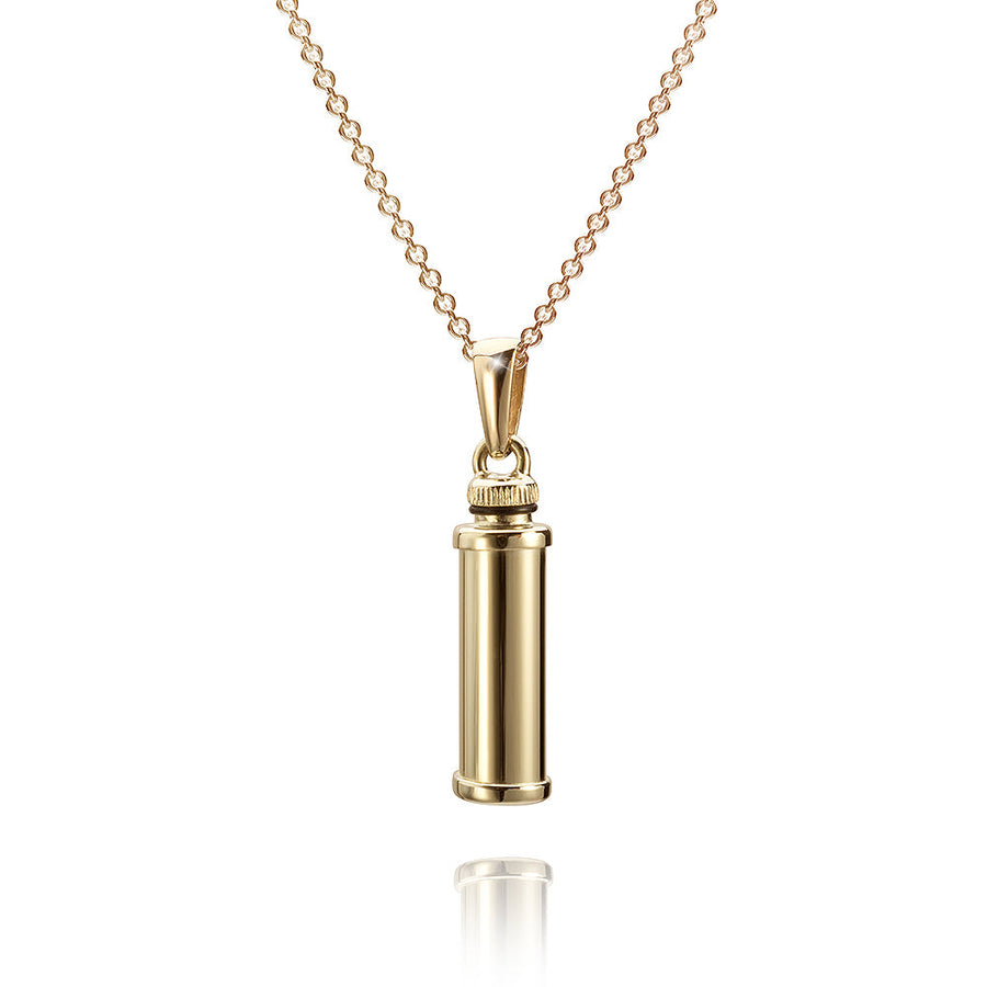 9k Yellow Gold German Polished Cylinder Memorial Pendant 7x19mm