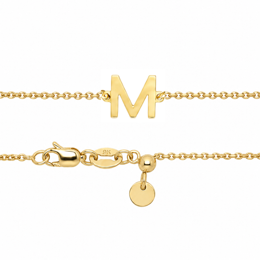 9k YG Letter M Trace Chain (1.1mm)