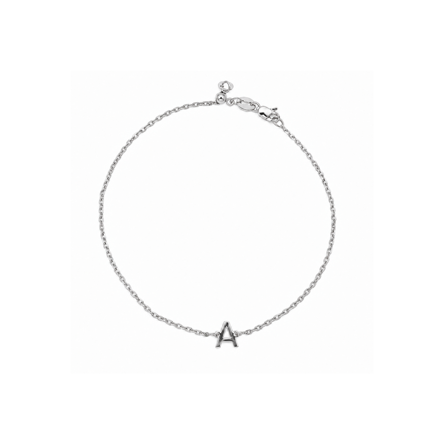 9k WG Letter A Trace Bracelet (1.1mm)