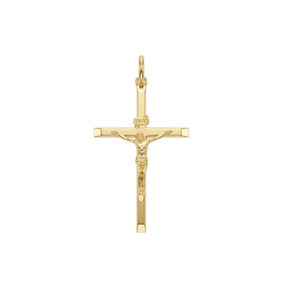 YG Italian Squared Edge Crucifixion 33x20mm