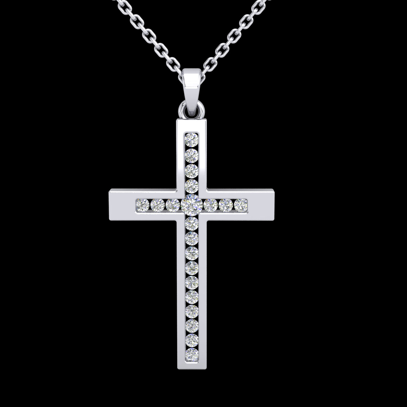 WG Diamond Cross Pendant 21D=0.15ct. 15x11.5mm