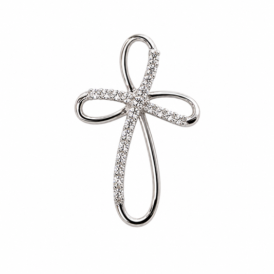 WG Diamond Cross Pendant 21D=0.25ct. 25x18mm.