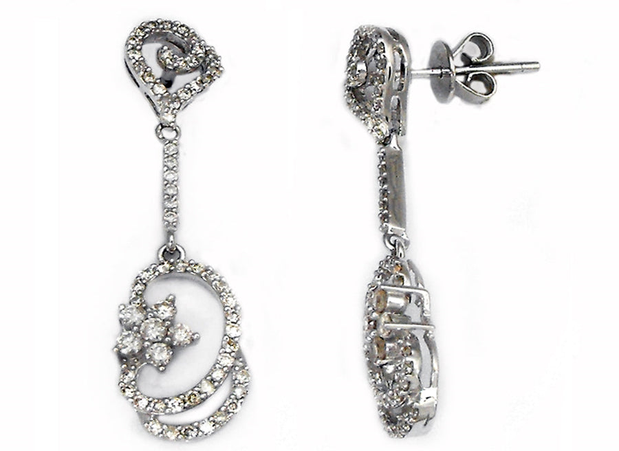 18k WG Diamond Fancy Drop Stud Earrings 126D=0.81ct