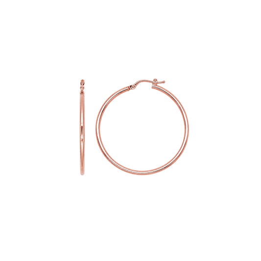 9k RG Round Hoop Earrings 40mm Diameter. Round Tube 1.8mm Wide