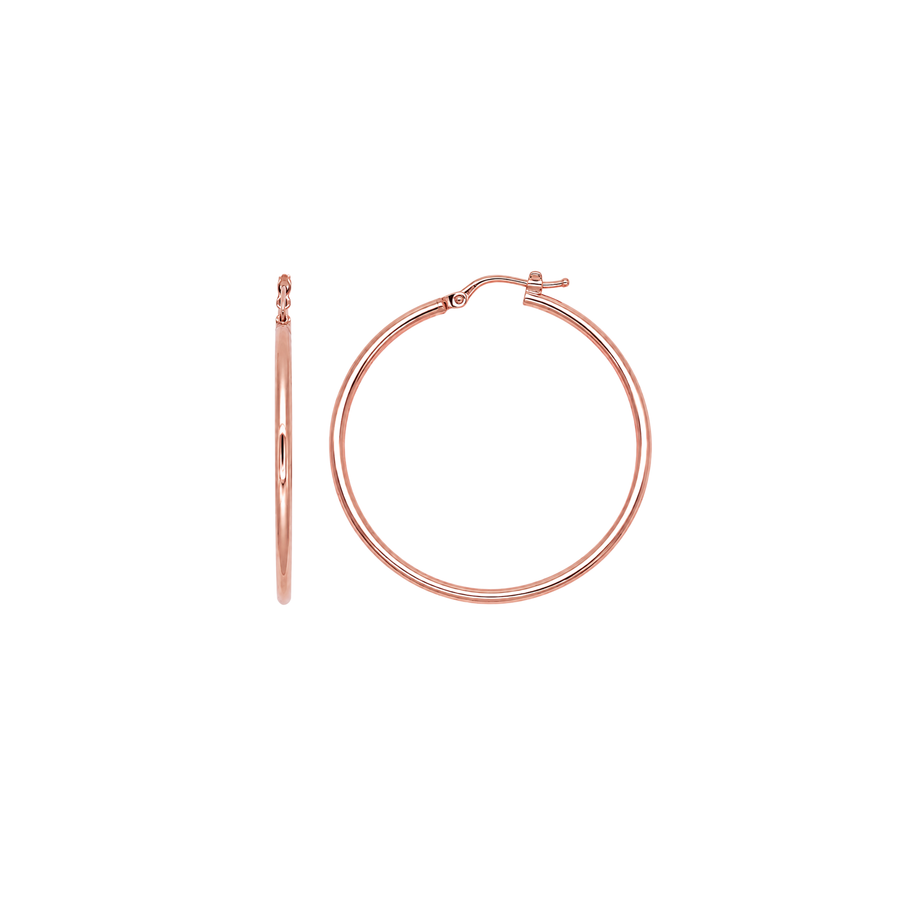 9k RG Round Hoop Earrings 40mm Diameter. Round Tube 1.8mm Wide