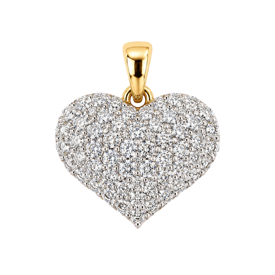 18k YG Heart Diamond Pendant 20mm x 17mm,  set with 60D = 1.80ct G SI