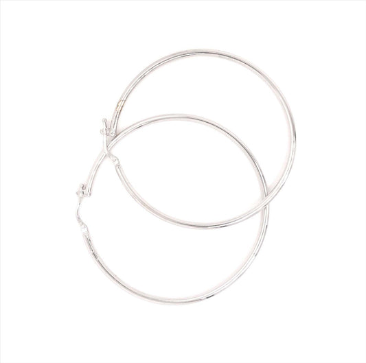 WG Round Hoop Earrings (2mm Tube)