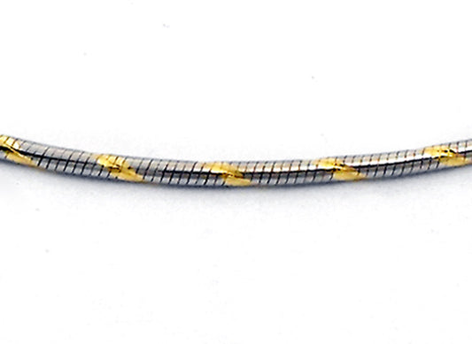 18k Two Tone (main WG) Italian Solid Diamond Cut Snake Chain 1.0mm wide 50cm. Approx 5.3g