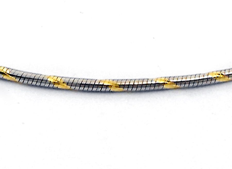 18k Two Tone (main WG) Italian Solid Diamond Cut Snake Chain 1.0mm wide 50cm. Approx 5.3g