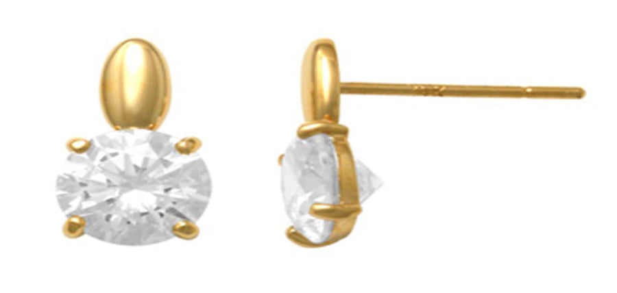 9k YG CZ Drop Stud Earrings 5.5mm