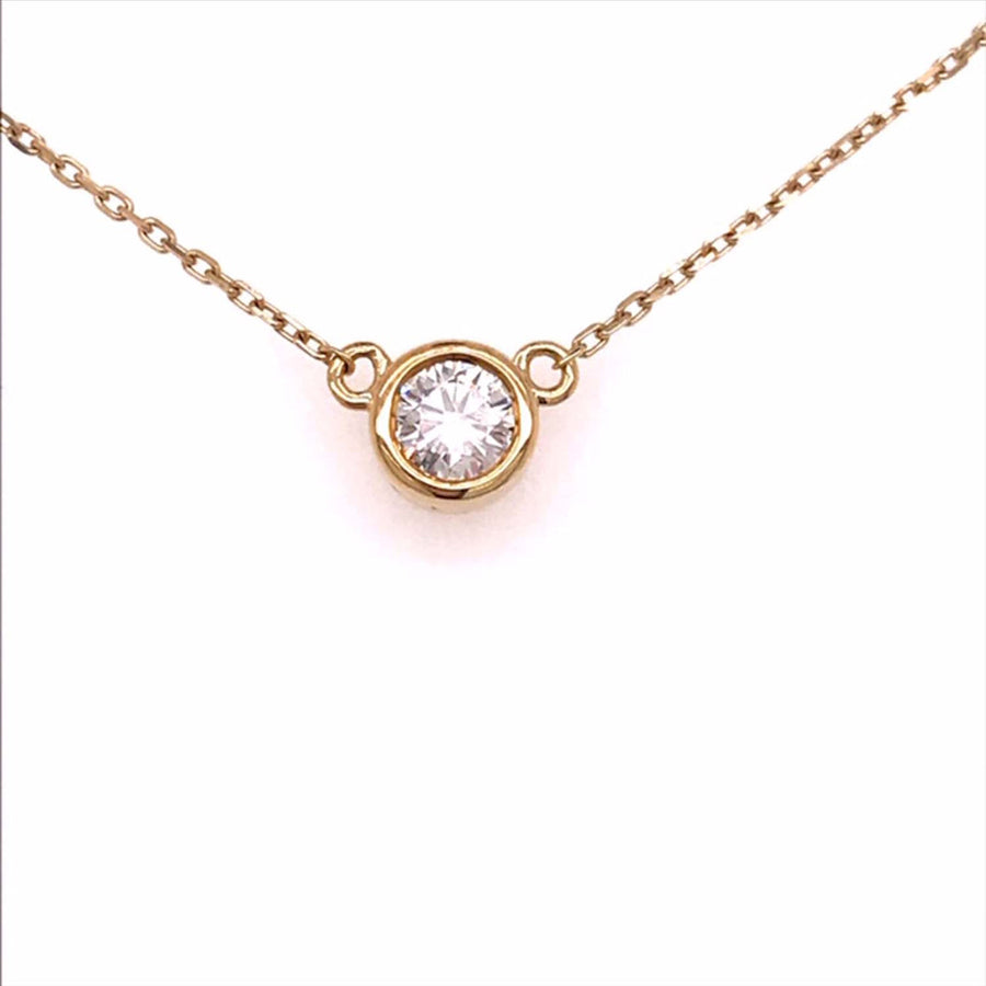 9k YG Diamond Circle Pendant 1D=0.30ct SI2 G with Oval Link Chain 45cm with O-Ring at 42cm & 43cm