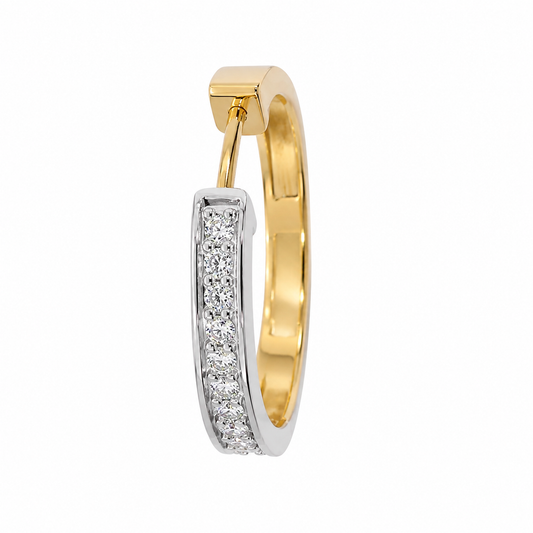 9k YG Diamond Round Huggie Earrings Approx. 24D=0.50ct 20mm Diameter. 3mm Wide