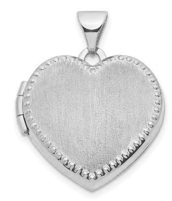 9k WG German Matte Heart Locket with beaded border 15x14mm