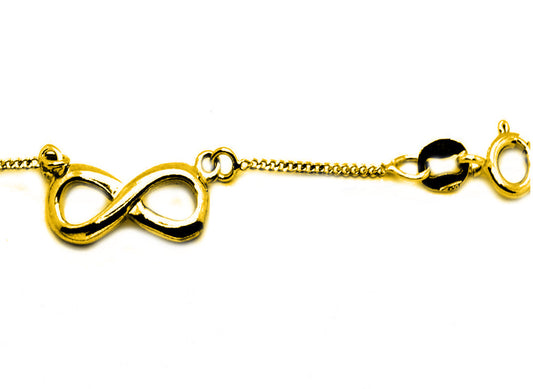 9k YG Italian Solid Infinity Curb Bracelet with 16.5 x 6mm Infinity 19cm . Incl 2cm adjustable links