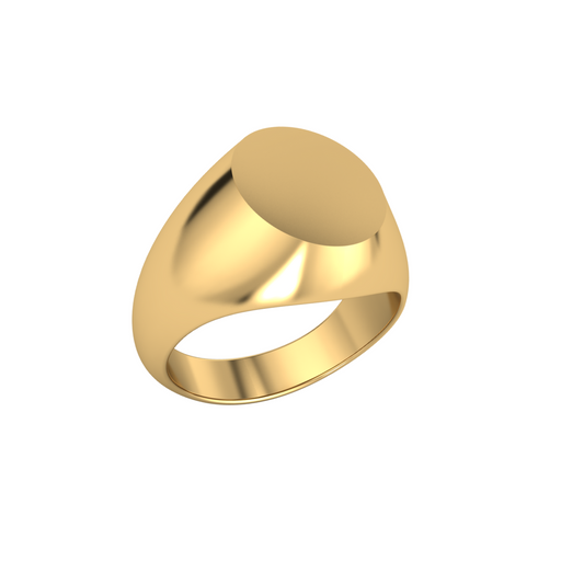 9k YG Oval Gents Signet Ring. Size P1/2 (15mm)
