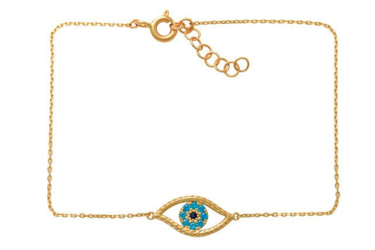 9k YG CZ Eye Pendant Bracelet