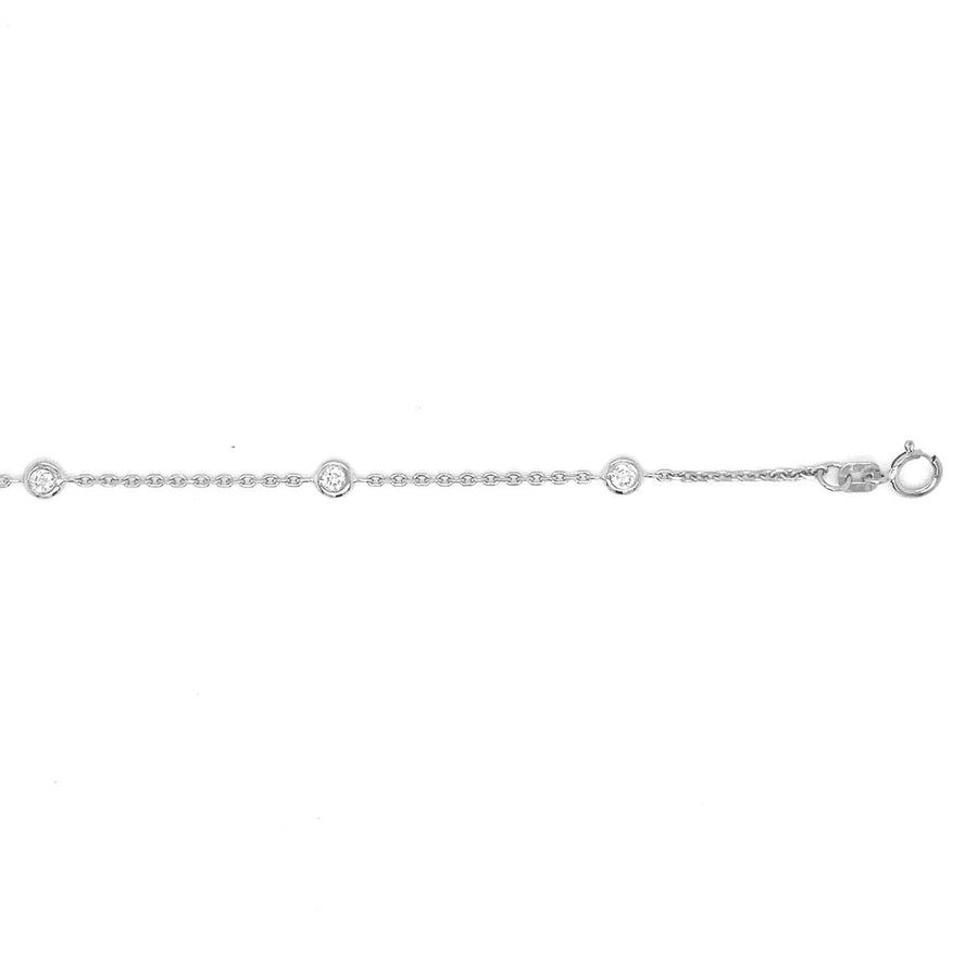 18k WG Solid Oval Link Diamond Bracelet 1.4mm Wide 19.5cm . Bezel Set with 5D= 0.25ct, O-Rings at 16.5 & 18cm
