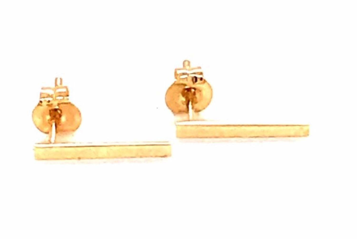 9k YG Long Bar Stud Earrings 11.7x1.5mm