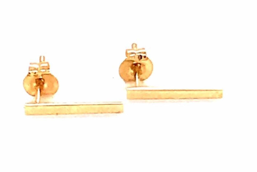 9k YG Long Bar Stud Earrings  11.7x1.5mm