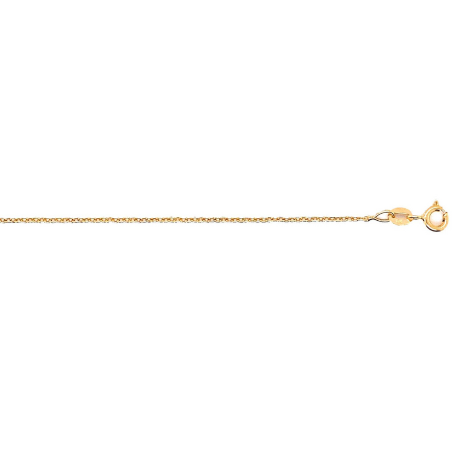 9k YG Italian Solid Oval Link Chain 0.9mm wide 45cm.