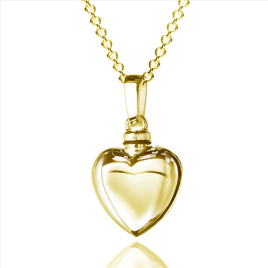 9k Yellow Gold German Polished Heart Memorial Pendant. 30mm