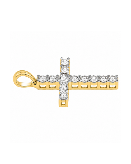 9k YG Diamond Claw Set Cross 12D=0.27ct. Meas. 15x10mm