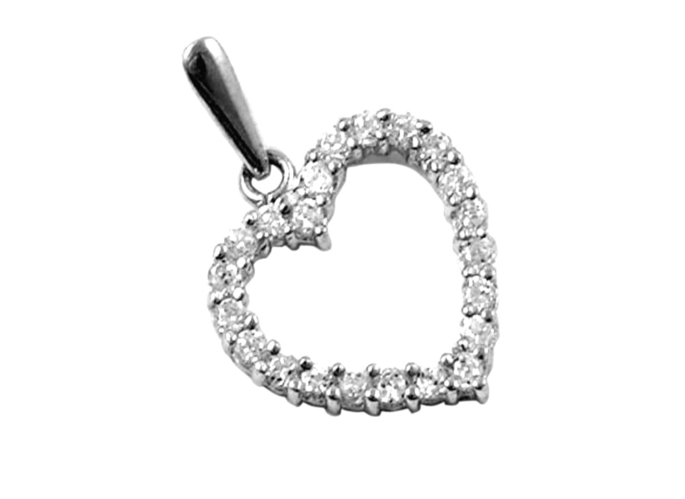 9k WG CZ Heart Pendant 13mm