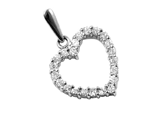 9k WG CZ Heart Pendant 13mm