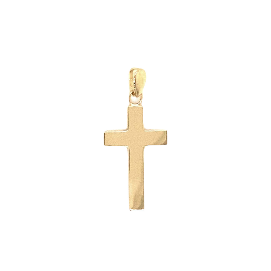 9k YG Solid Flat Squared Cross Pendant 20mm x 12mm