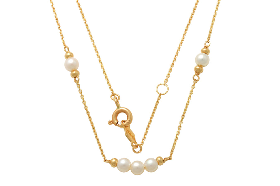 9k YG Pearl Cluster Oval Link Chain 45cm incl. 2cm adjustable links