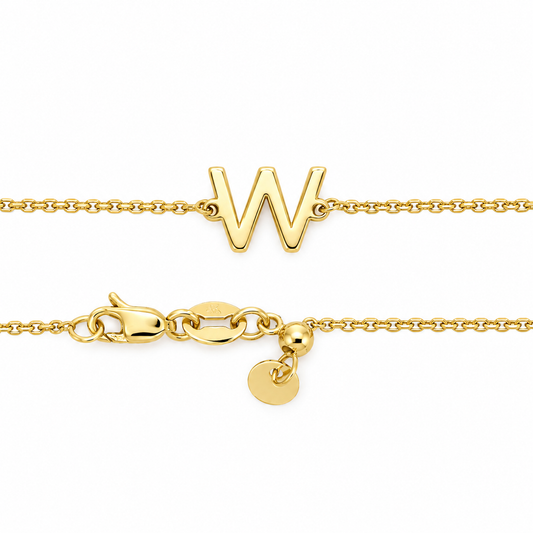 9k YG Letter W Trace Chain (1.1mm)