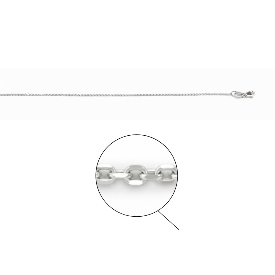 9k WG Diamond Cut Trace Chain 1mm wide 55cm. Approx 1.9g