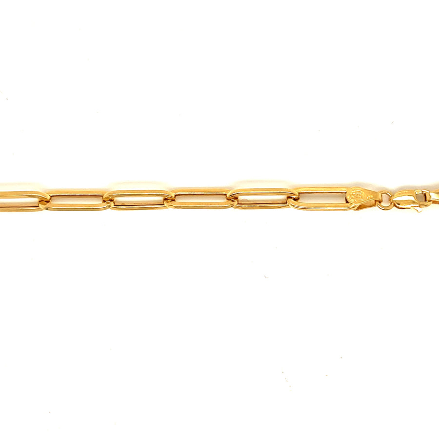 9k YG Hollow Paperclip Chain 17 x 4.2mm Wide 55cm.