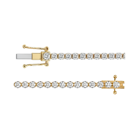 9k YG Lab Diamond Crown Set Tennis Bracelet 3mm wide 18cm. 55D Approx 2.5ct