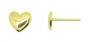9k YG Polished Heart Stud Earrings 6.2x6.8mm
