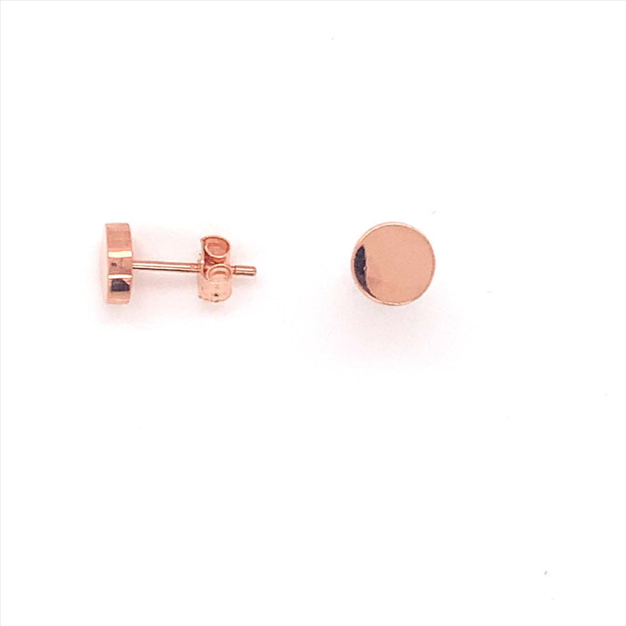 9k RG Round Disc Stud Earrings 6mm