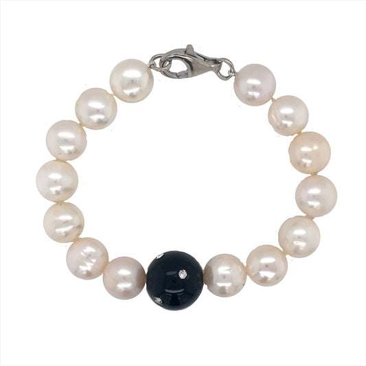925 Pearl Bracelet with CZs (Small)