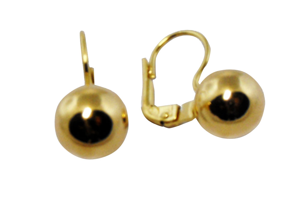 18k YG Italian Ball Euro Clip Earrings 12mm (priced per gram)